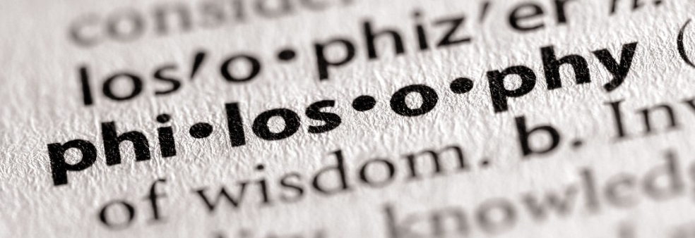 Selective focus on the word philosophy.